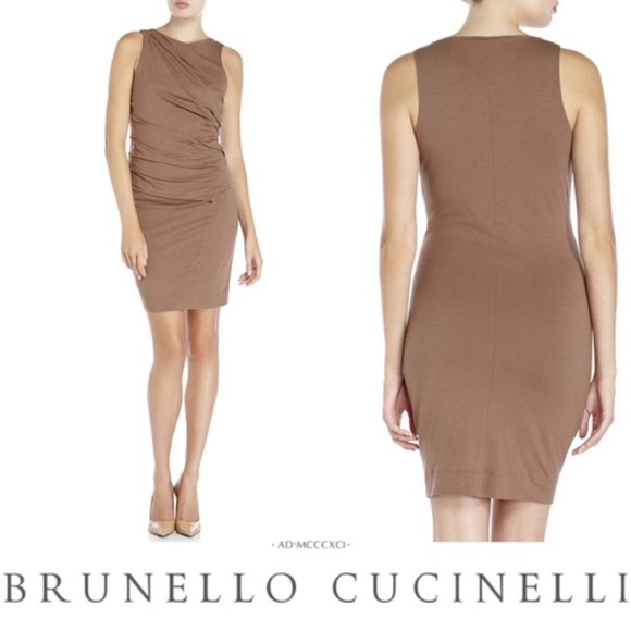 Brunello Cucinelli ruched bateau neck jersey dress - Picture 1 of 11